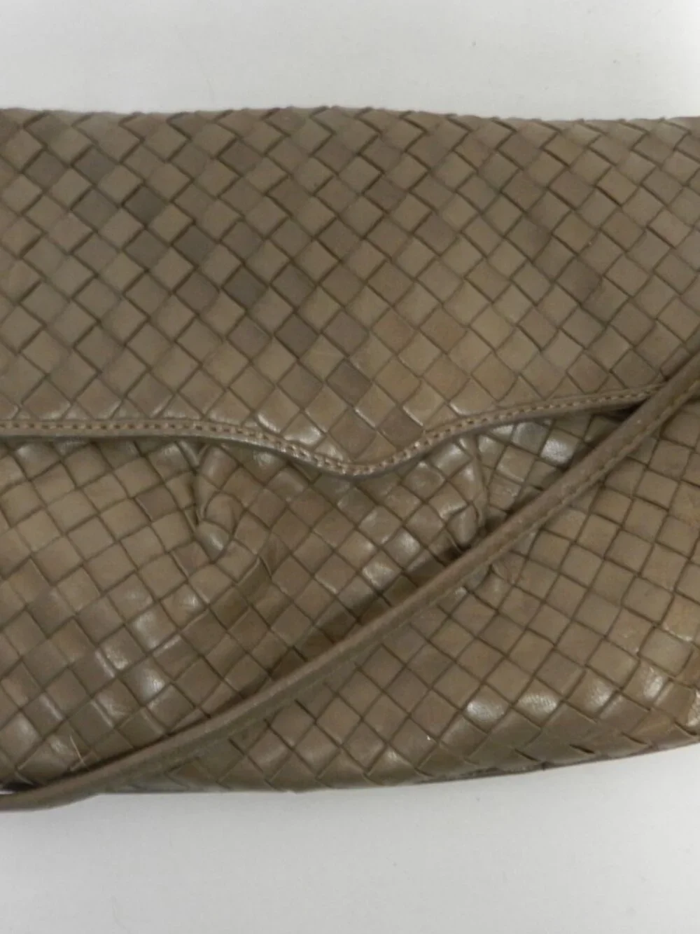 Parri Firenze Italy Vintage weave woven Soft Leather shoulder bag purse taupe